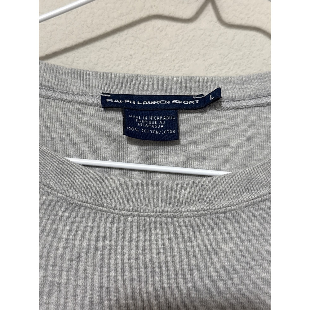 Ralph Lauren Sport Long Sleeve Tee Womens Large Gray Pony Logo Crew Neck Shirt - Picture 2 of 5